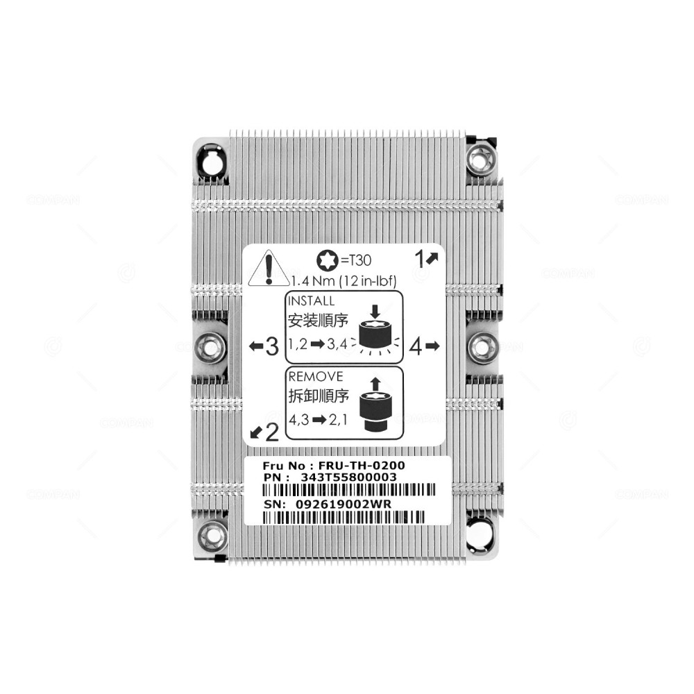 343T55800003  TYAN HEATSINK SOCKET LGA3647 1U FOR CXA-05080-B010